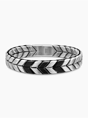 David Yurman Mens CHEVRON WOVEN BRACELET Black Titanium and Sterling Silver 12mm